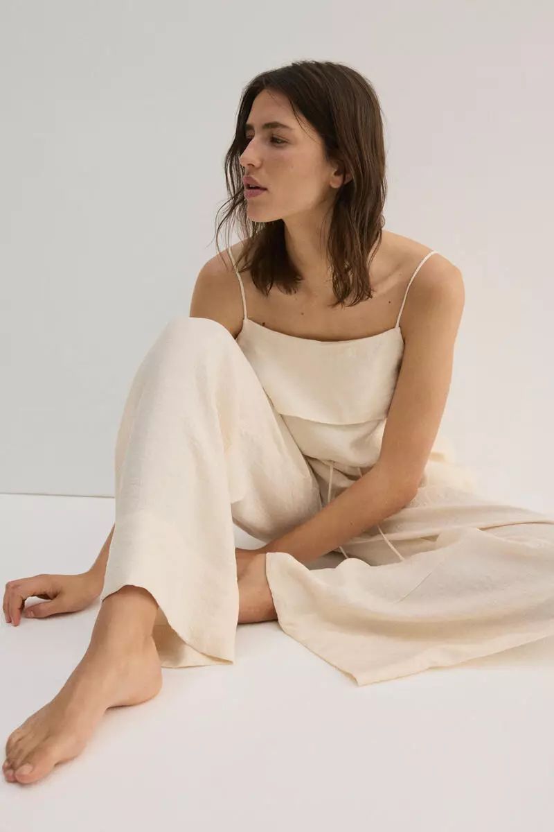 Viscose-blend drawstring trousers