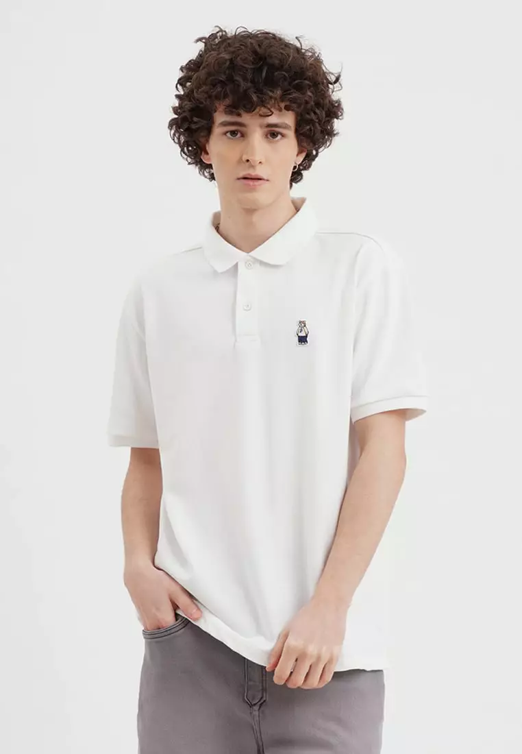 Buy Penshoppe Relaxed Fit Polo With Crew Bear Patch Embroidery