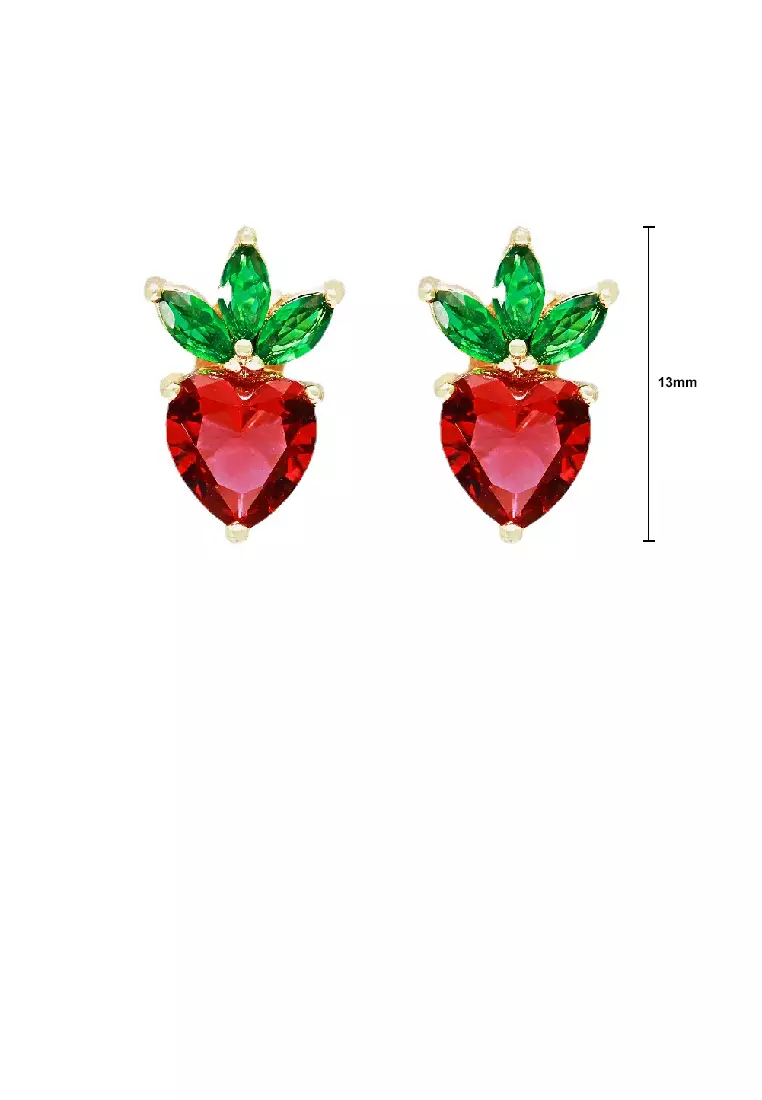 Buy Glamorousky Simple Sweet Plated Gold Strawberry Stud Earrings