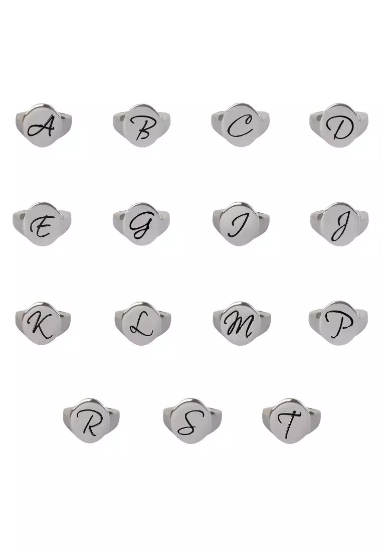 Sterling Silver Letter Signet Ring - E