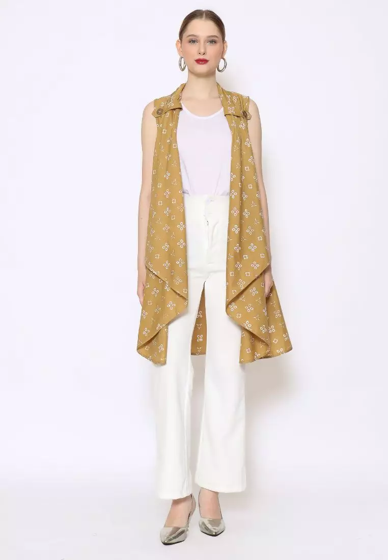 Rinjanie Batik - Batik Tuntrum Katun Series - Outer Coin Turmeric - Outer Batik Modern - Outer Batik - Outer Batik Kerja Kantor - Batik Cap - OUTC - YL