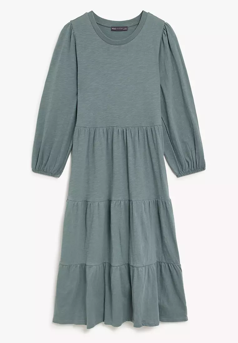 Jersey Midi Tiered Dress