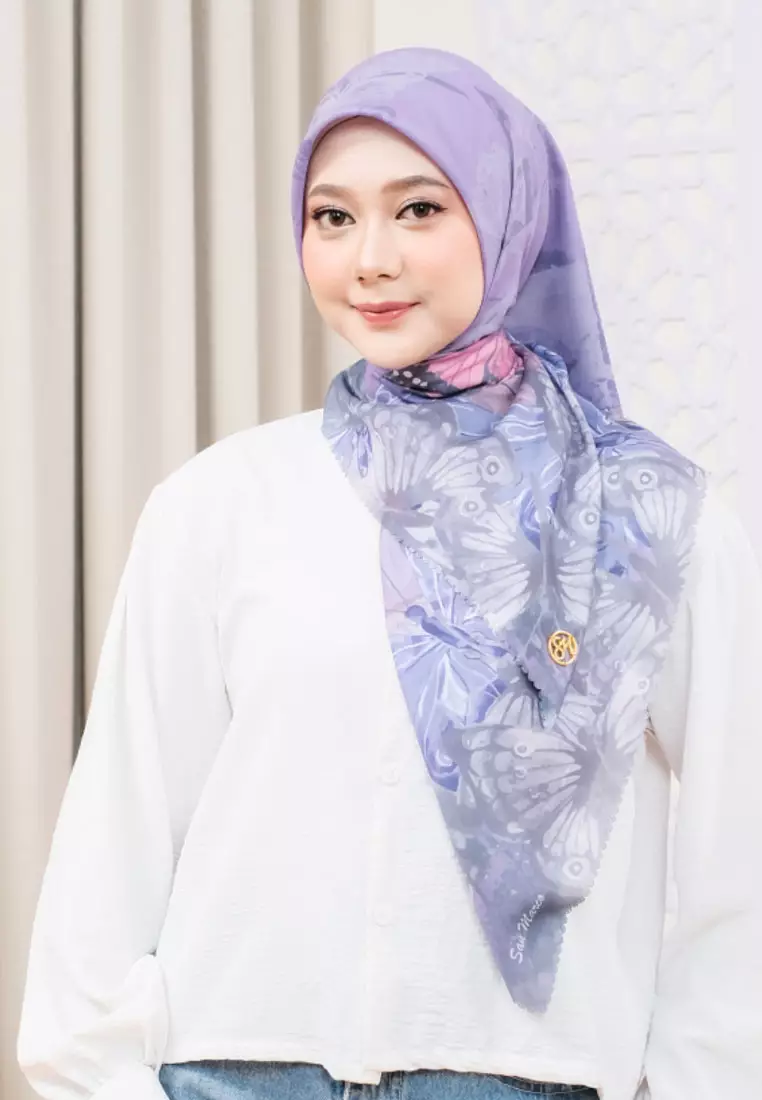 Hijab Segi Empat Wanita Premium Kupu-kupu Series Signature Square Voile Scarf Ultraviolet