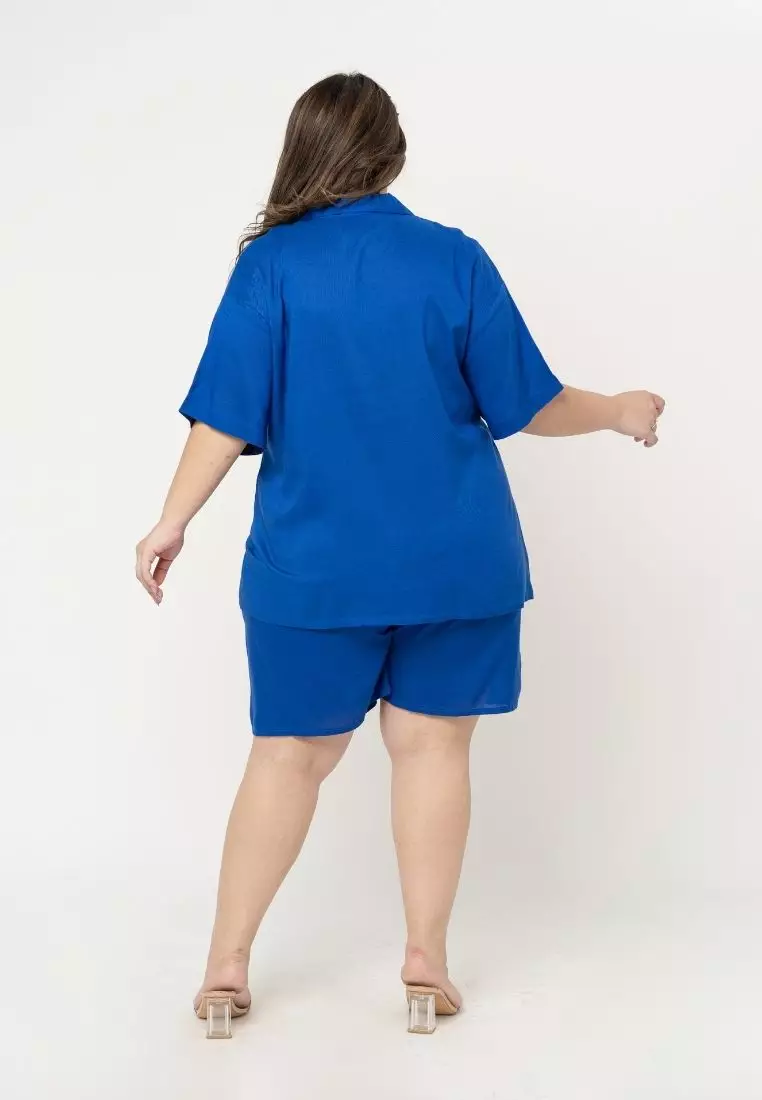 Plus Size Oversize Shirt Sans Blue
