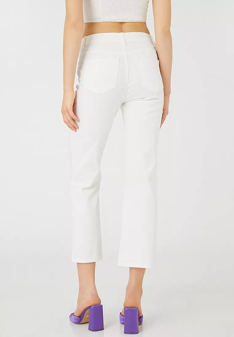 White cropped straight on sale jeans