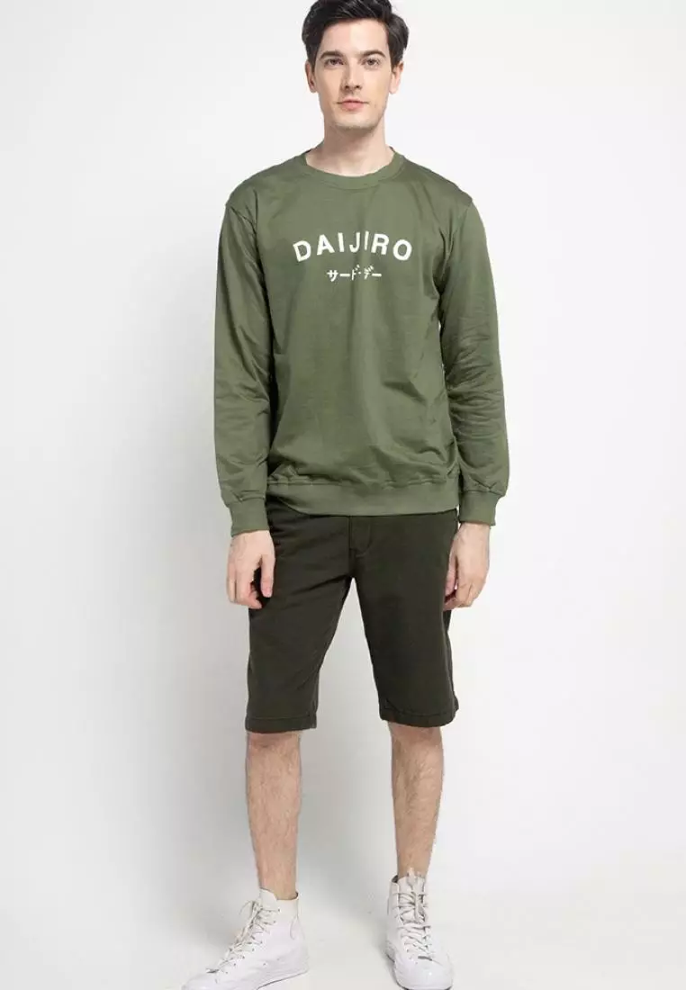MO196 Thirdday sweater casual pria dateng daijiro hijau army