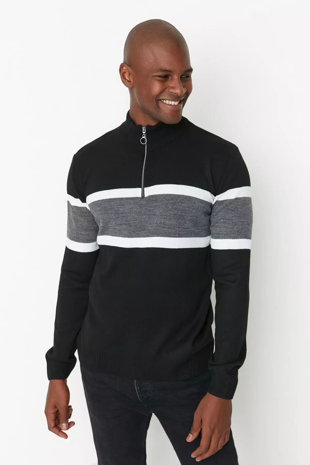 Mens black clearance zipper sweater