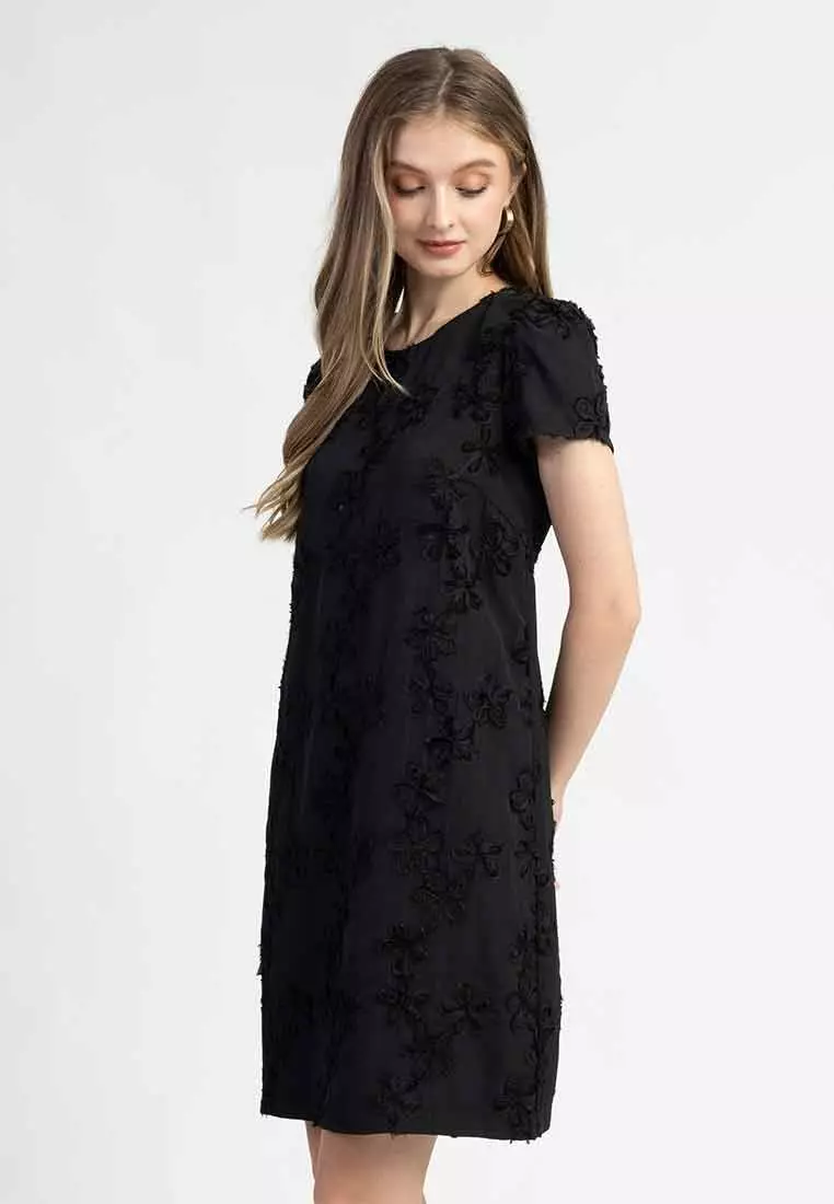 Shaela Floral Embroidered Shift Dress