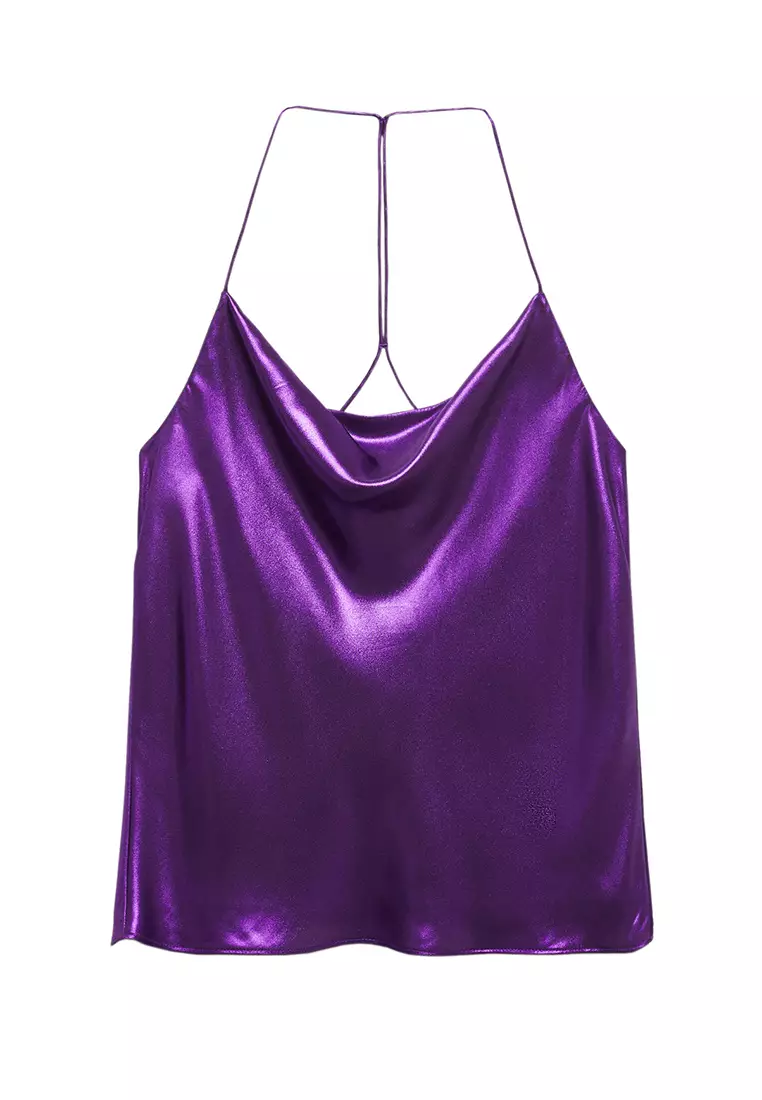 Purple satin tank top hot sale
