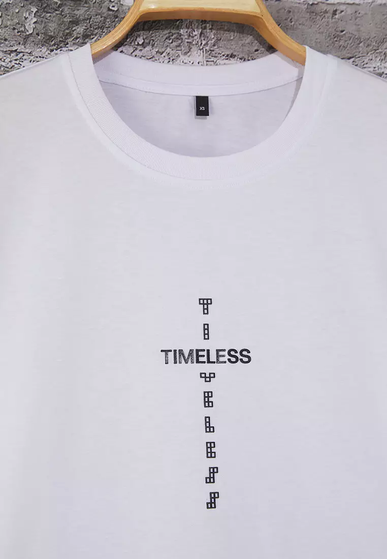 White Unstitched / Wide Cut Letter Printed 100% Cotton T-Shirt Tmnss20Ts1097
