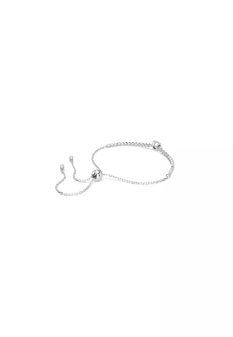 Matrix Tennis bracelet, Mixed cuts, White, Rhodium plated