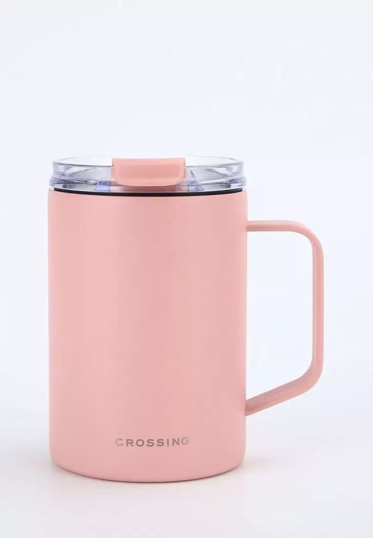 Crossing Neo Insulated S/S Leakproof Ceramic Mug W Handle And Lid 400ml - Dusty Rose (Pink)