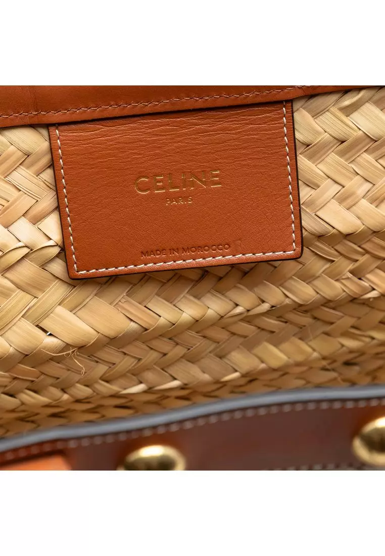 Pre-Loved Celine Large Raffia Classic Studded Panier Tote