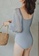 Halo grey Slim Fit Swimsuits With Chiffon Sleeves 60418USDA5DAAEGS_3
