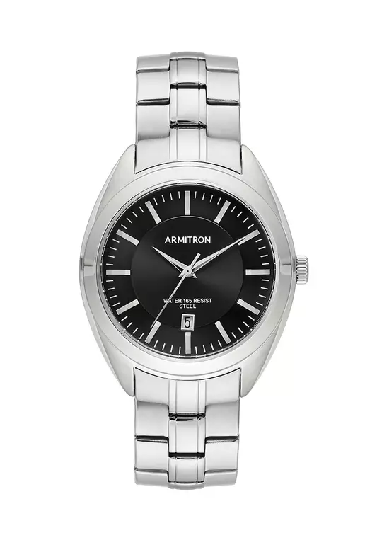 Men's Date Function Silver-Tone Bracelet Watch AR-20/5387BKSV