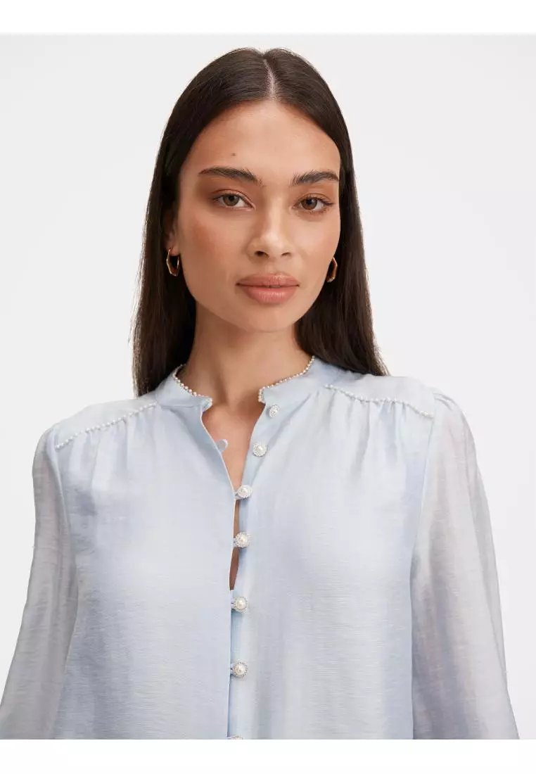 Angelica Pearl Trim Blouse