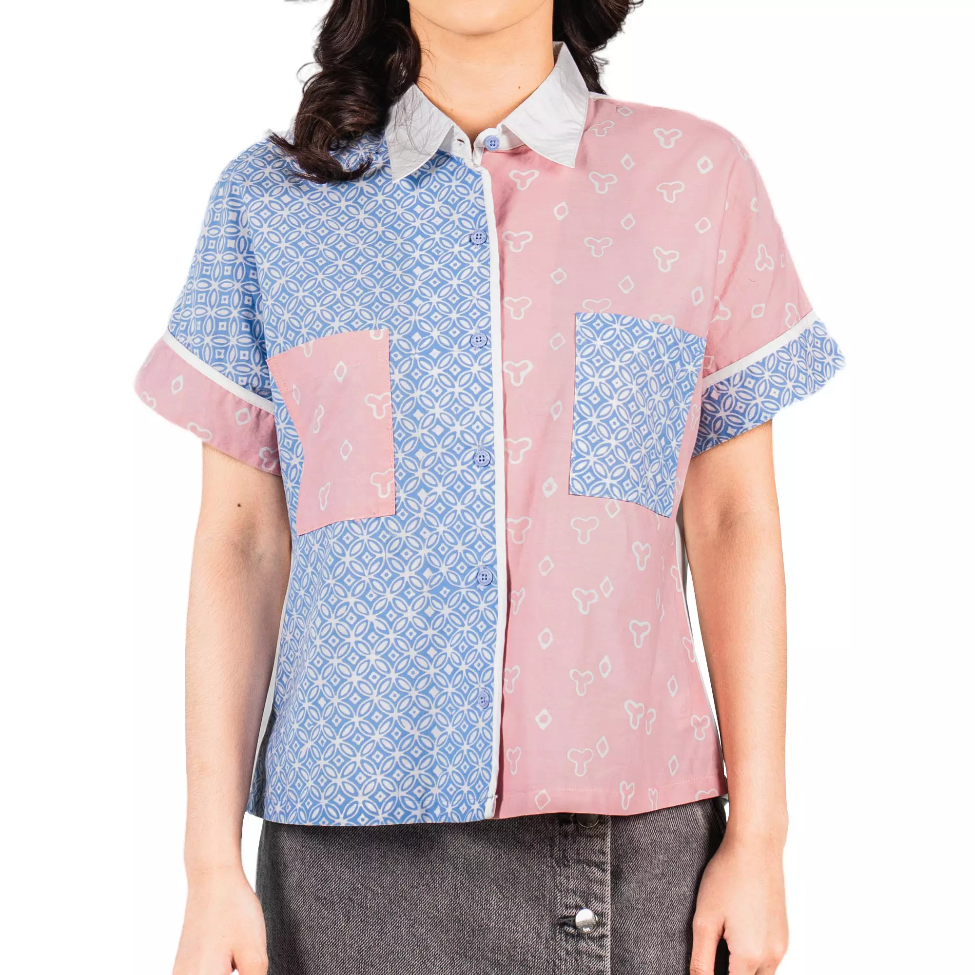 Blouse Batik Wanita - Bhatara Batik Kotaro - Atasan Batik Modern Lengan Pendek