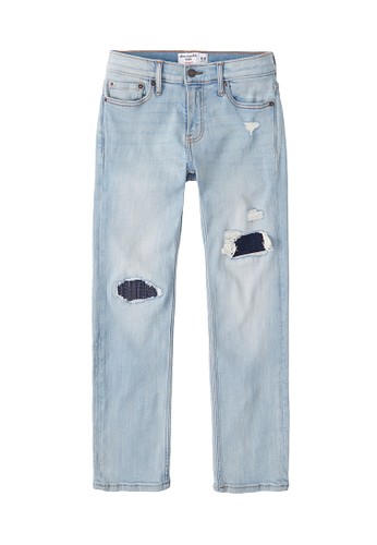 Abercrombie & Fitch blue Ripped Straight Jeans EFBE4KA7D51EA3GS_1
