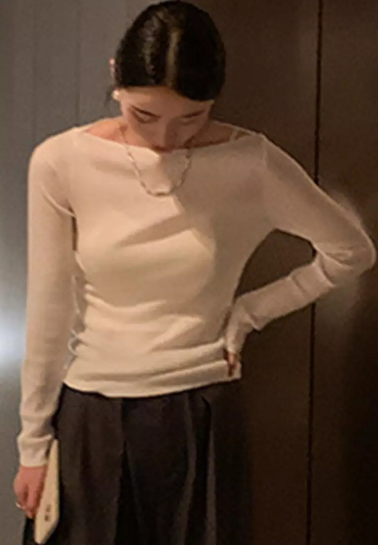 New Sheep Wool Knit Slim Fit Long Sleeve Ladies Top A22090710W