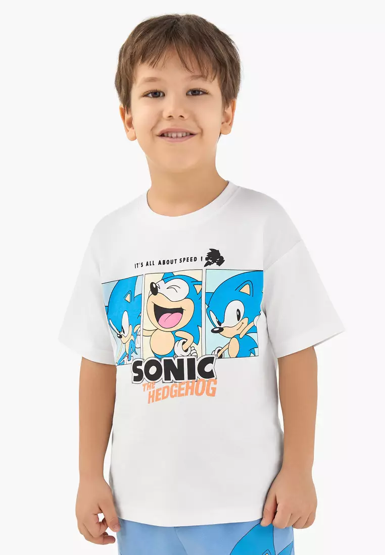 Babyshop Crew Neck Short Sleeves T-Shirt With Sonic The Hedgehog Print