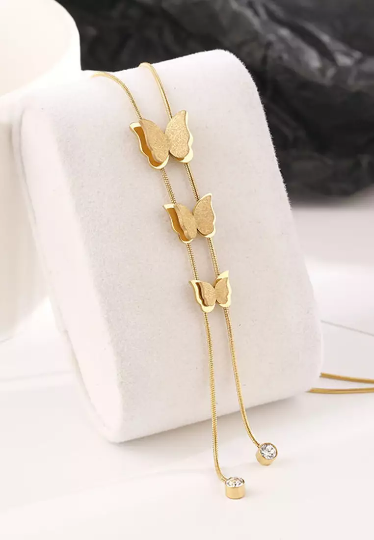 Kalung Wanita Korea Butterfly Style Titanium Anti Pudar Kalung Cewek Original