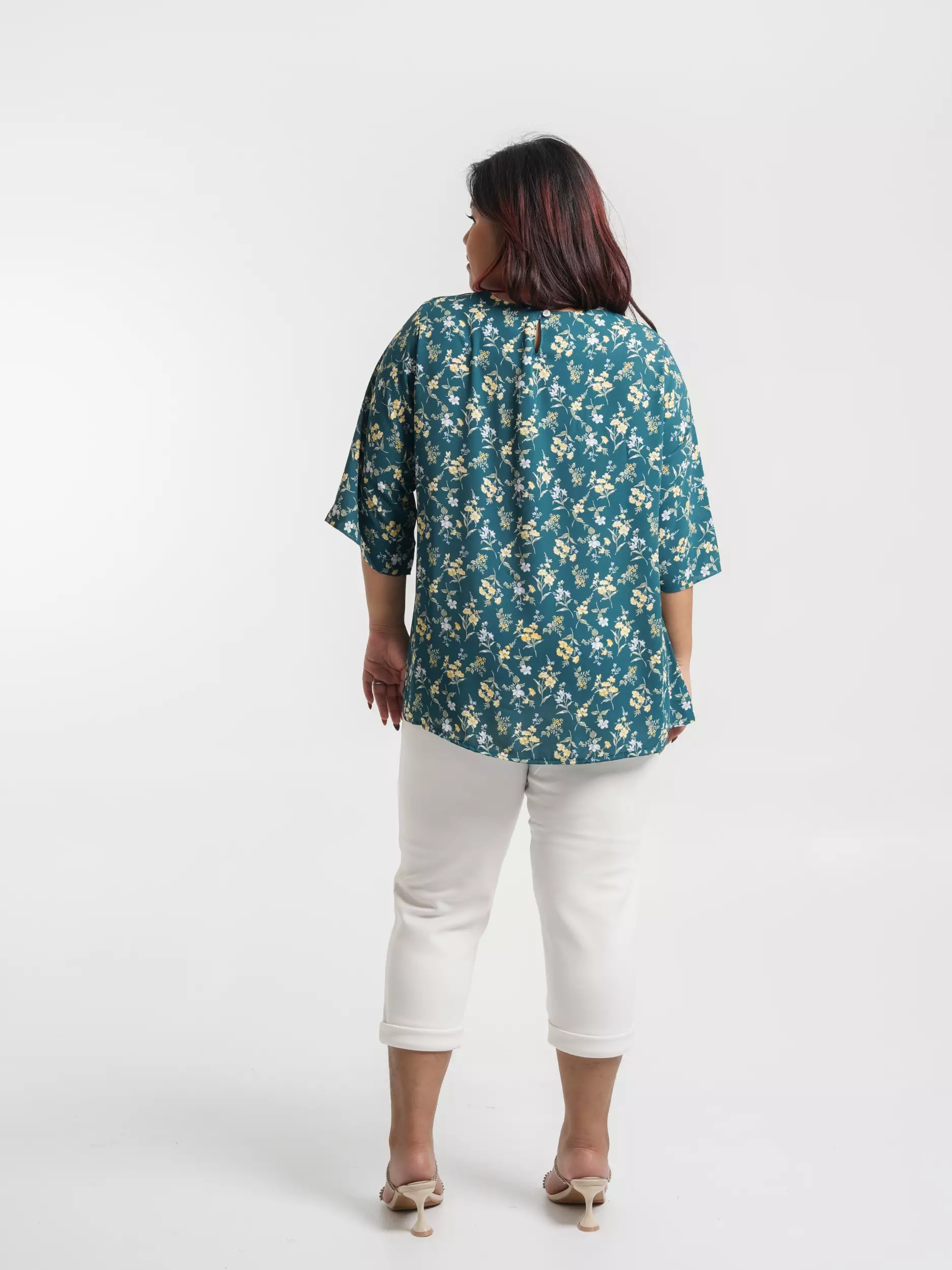 Plus Size Blouse Hera Green Flower