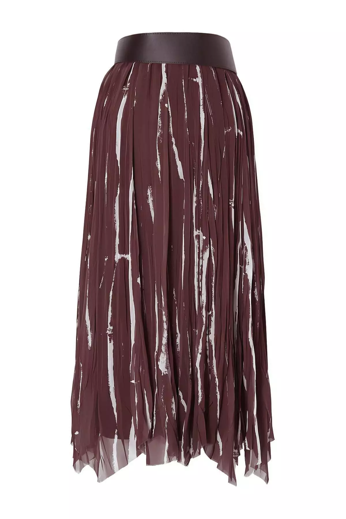 Brown Belted Lined Patterned Chiffon Skirt Tctss26Ee00030