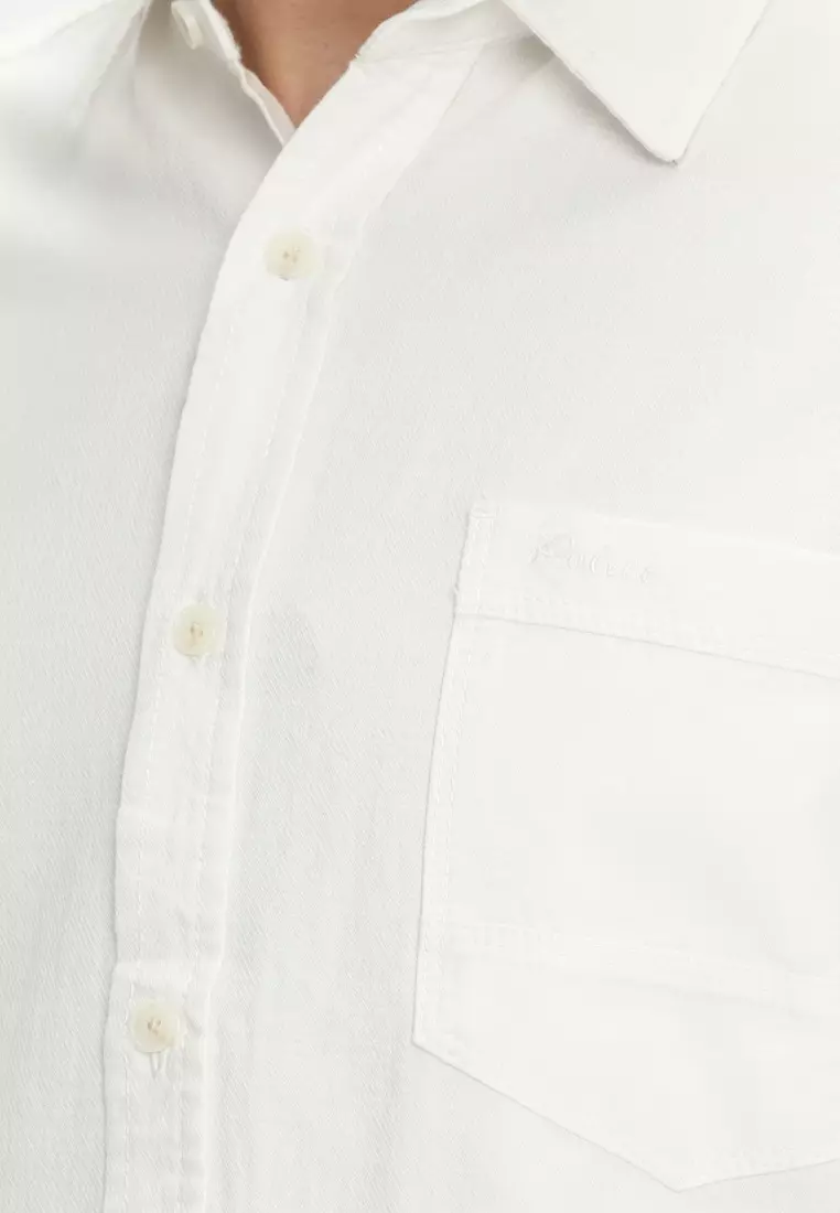 POLICE Kemeja Polos Cotton Putih Regular Fit Pria