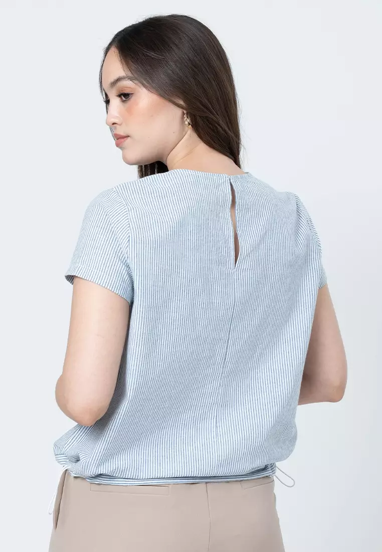 Joyce Stripes Top with Drawstring Hem