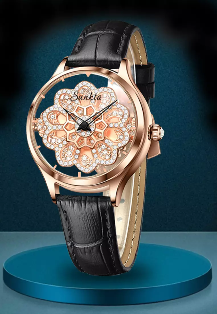 Buy LIGE SUNKTA Ladies Quartz Watch, IP Rose Gold Color Stainless Steel