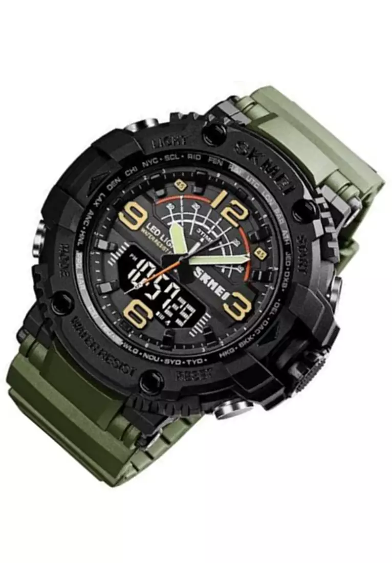 Jam Tangan Analog Digital Pria Many Function Waterproof Strap Tali Material PU HH13 ORIGINAL