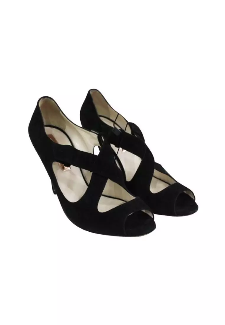 Rupert Sanderson Pre Loved RUPERT SANDERSON Black Suede Salome