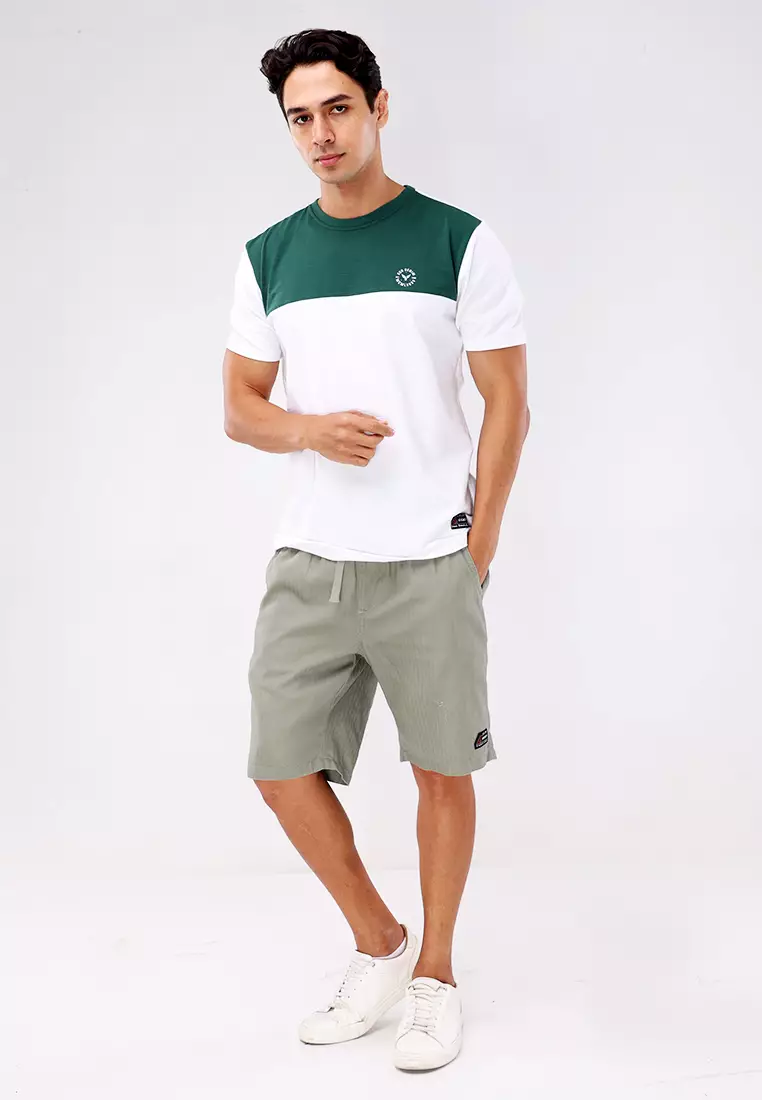 Round Neck Streaky Short Sleeves