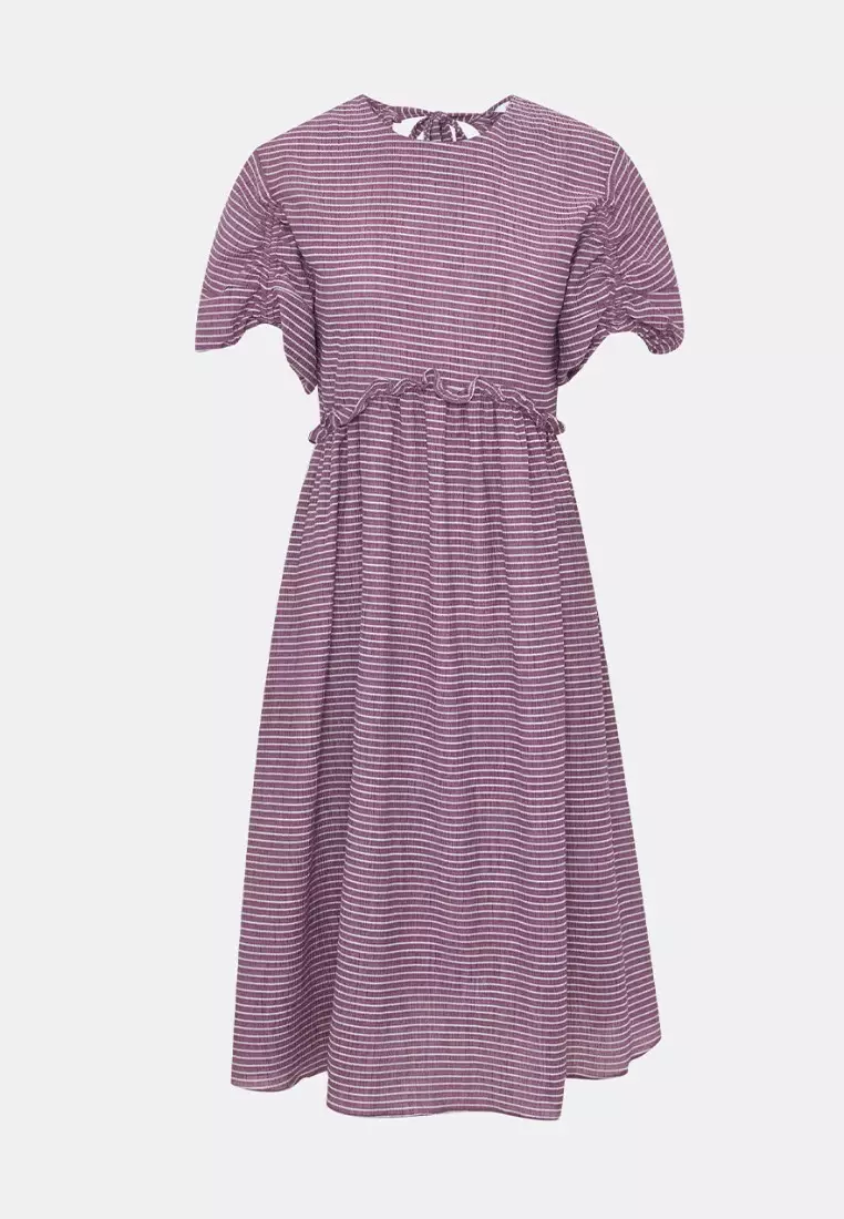 Purple and white striped dress top