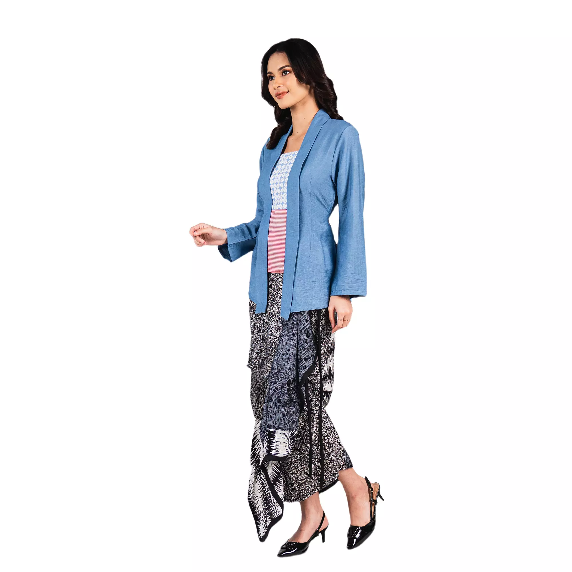 Blouse Batik Wanita - Atasan Batik - Bhatara Batik Eleanor 1 - Baju Batik Kutubaru Modern Lengan Panjang