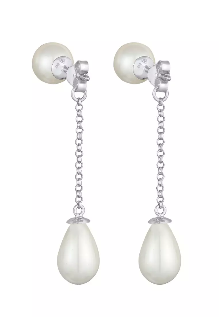 Anting Perhiasan Perak 925 Wanita Earjacket Drop Trend Shell Core Pearls Embellished with Crystal by Swarovski®