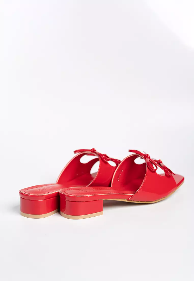Valeria Glossy Ribbon Mules