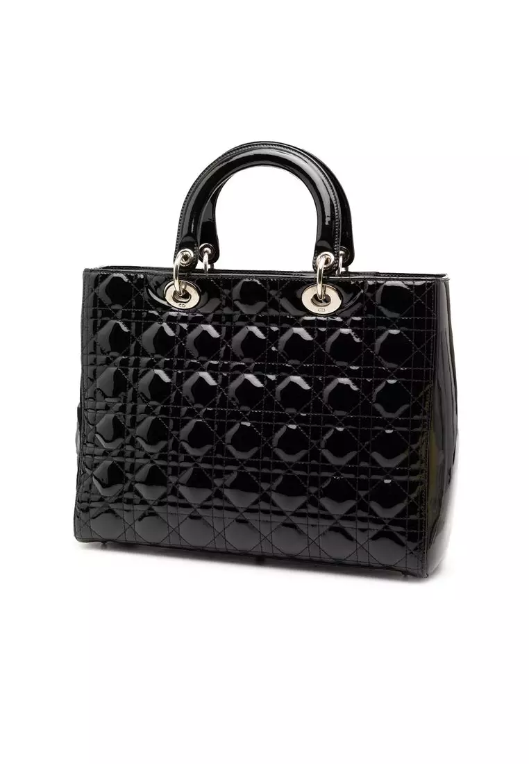 Pre-Loved Dior Large Patent Cannage Lady Dior
