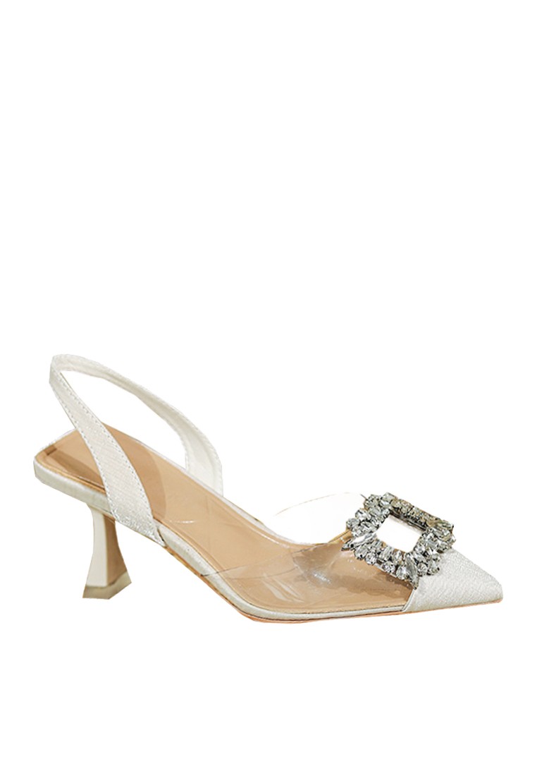VANSA Rhinestone Buckle Microfiber Leather High Heel Sandals VSW-H32899