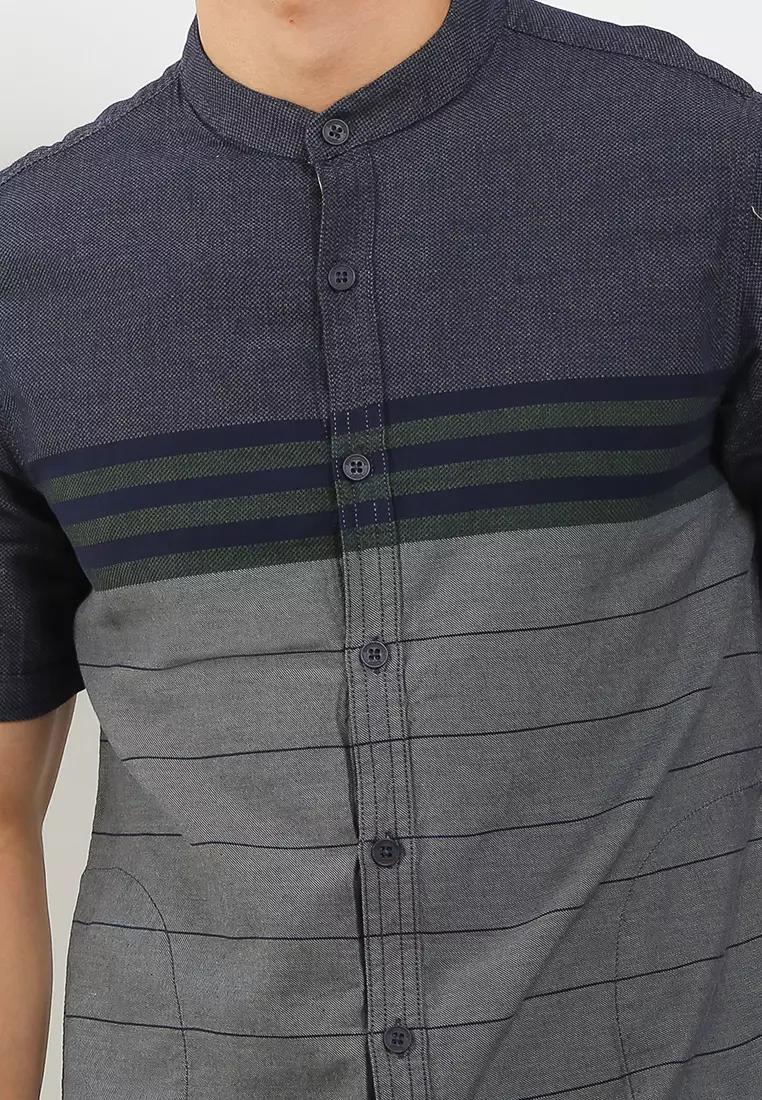 Cardinal Casual Stipes Print Kemeja Koko Pria