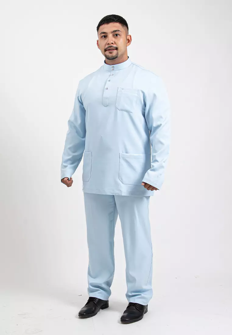 Forest x Hatta Dolmat Baju Melayu Cekak Musang Regular Fit - BM23766-32LtBlue