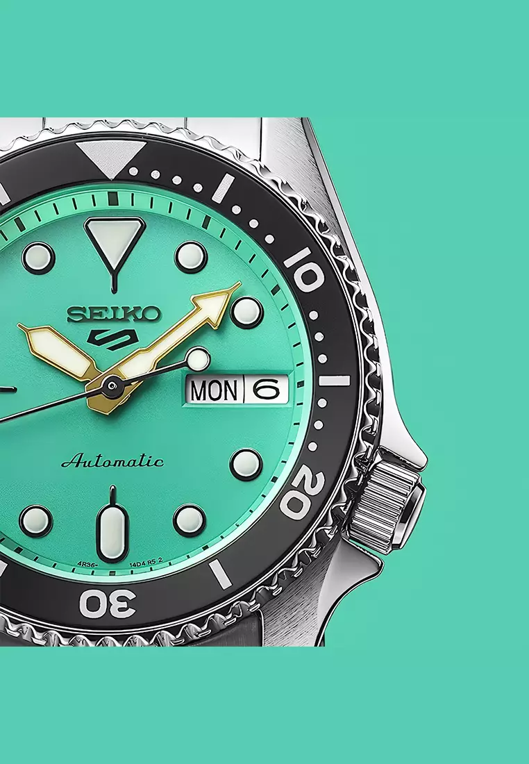 Seiko Automatic - Jam Tangan Pria - Silver Green - Stainless Steel - SRPK33K1