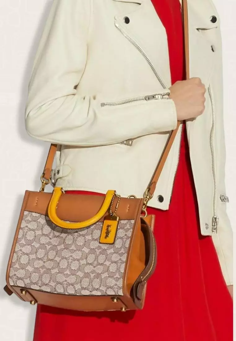 Coach Rogue 25 In Signature Textile Jacquard Cocoa Burnished Amb