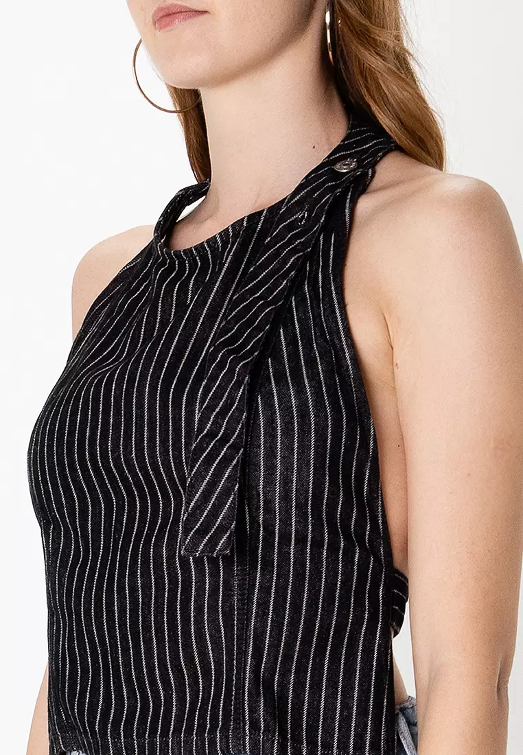 ZARA Cotton Stripe Halter Top 2025 | Buy ZARA Online