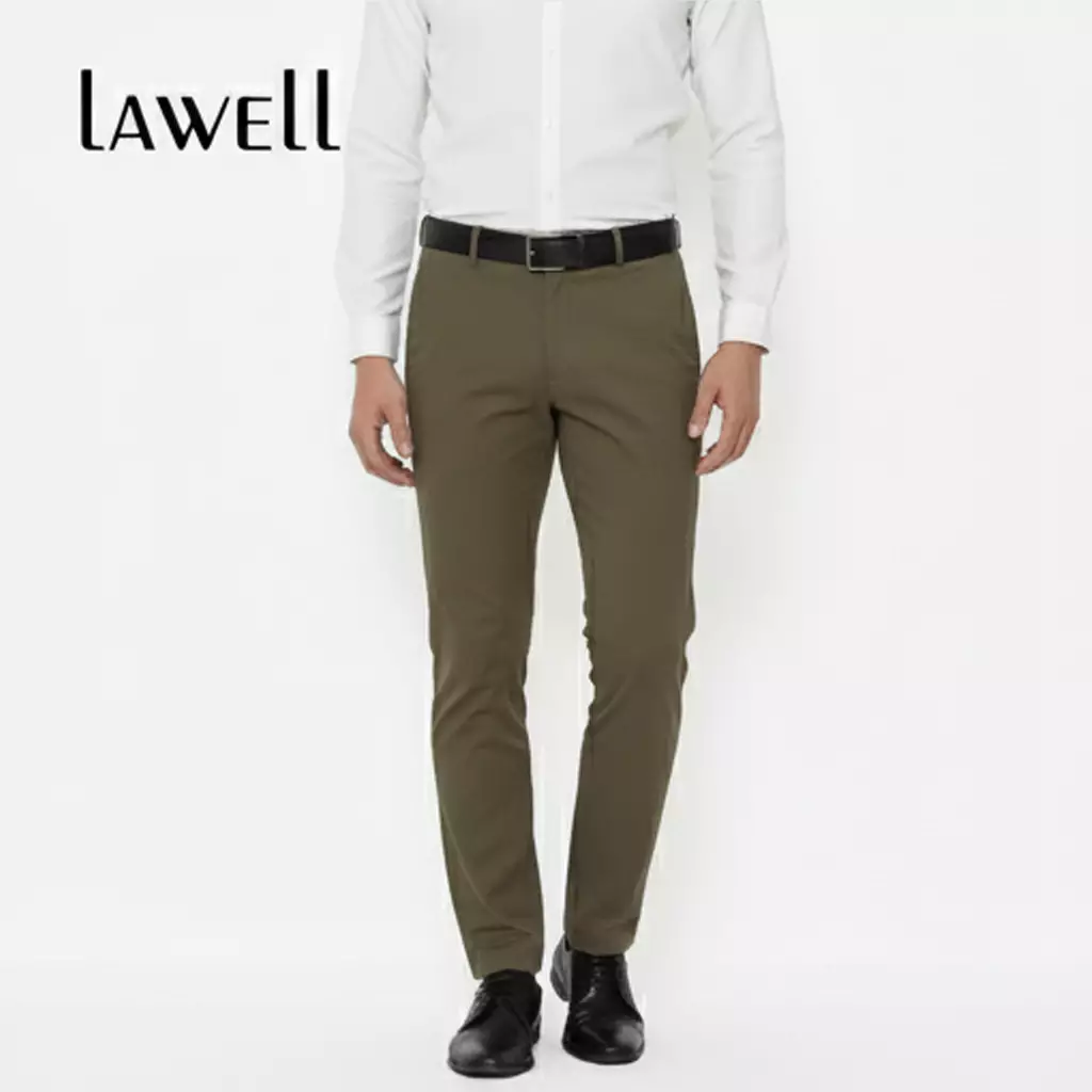 Lawell Celana Chino Panjang Pria Slim Fit - Bawahan Polos Branded Kualitas Premium | Nyaman untuk Kerja & Kasual | Warna Army