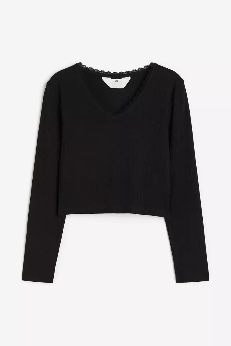 Ribbed cotton jersey cropped top