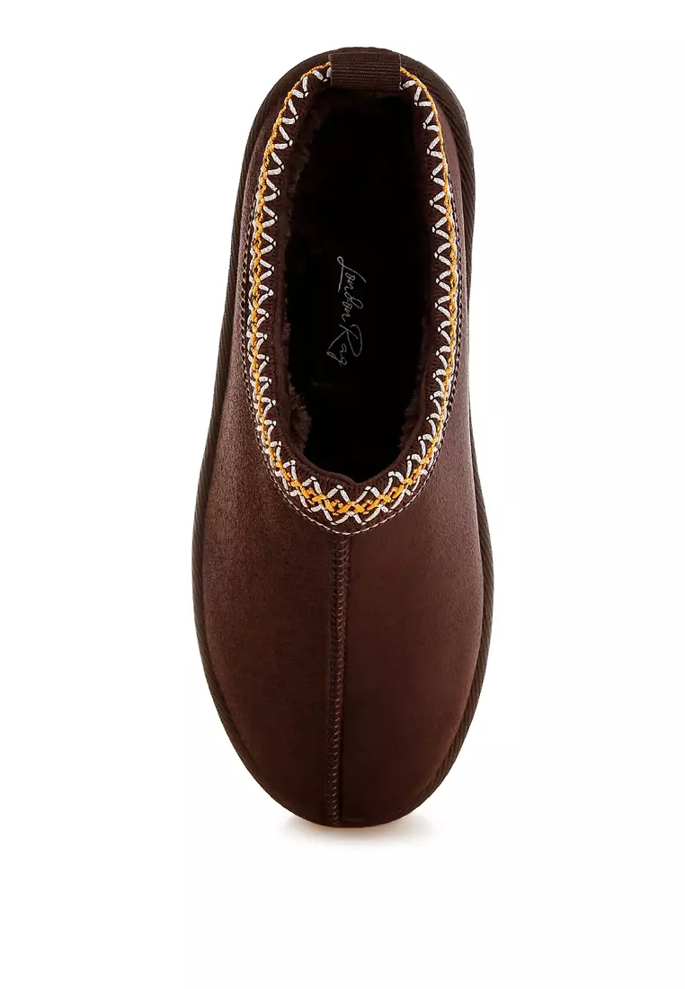Embroidered Platform Classic Slip-On in Brown