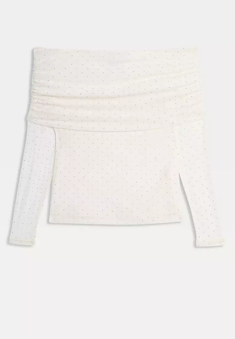 Embellished Off The Shoulder Bardot Top