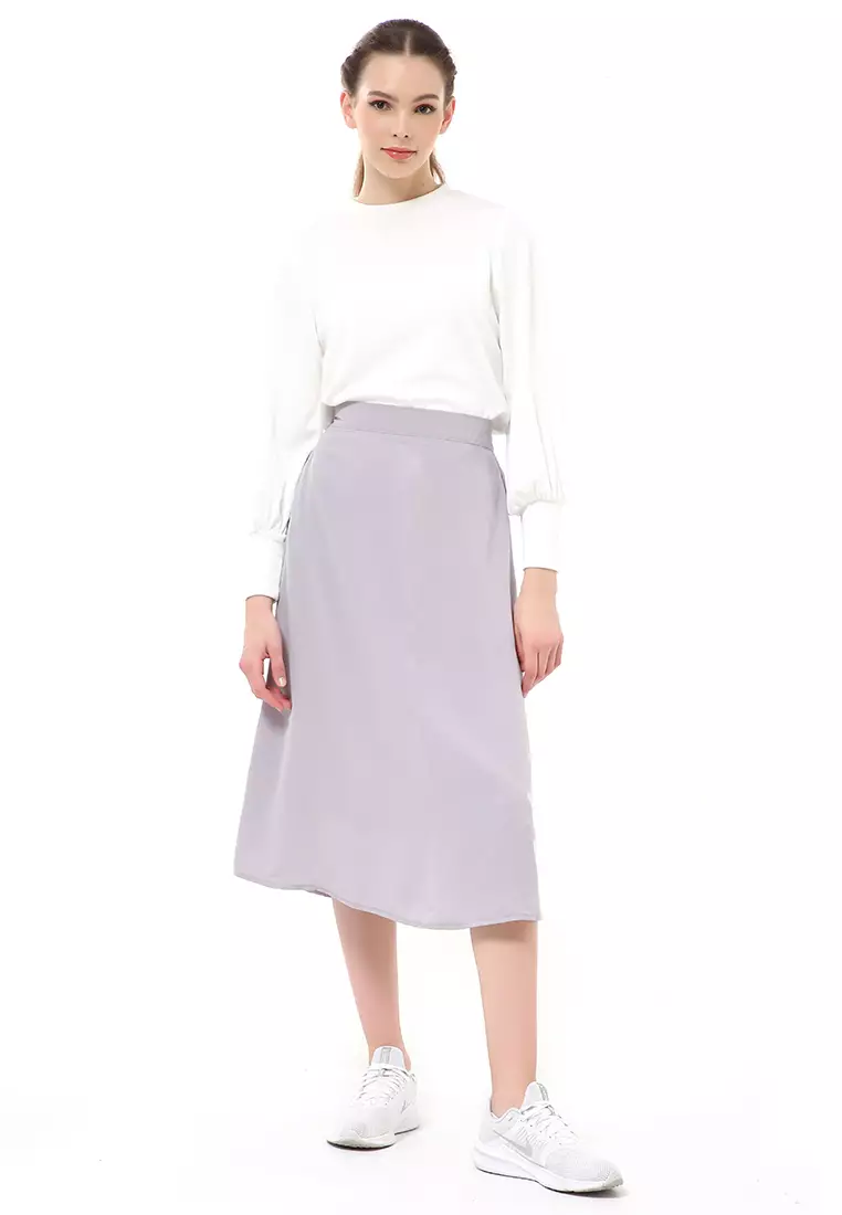 Trisha Rok Midi Wanita Model A-Line Simple Palin Motive Material Crepe ORIGINAL - Dusty Lilac
