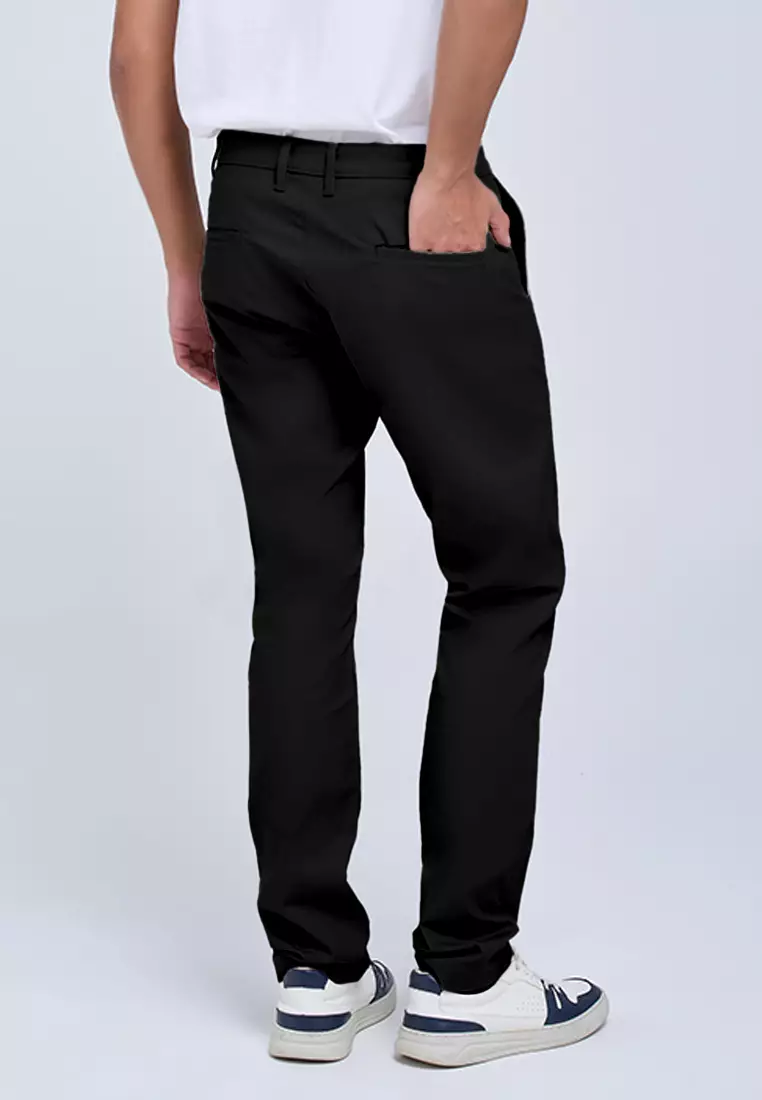 MANZONE - Celana Panjang Chinos Pria Morris 6 Slim Fit - Black Warna Black